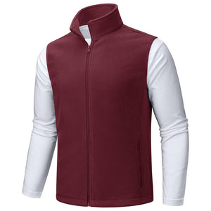 TACVASEN Wine Red Fleece Vest Sleeveless Outdoor Hiking Jacket