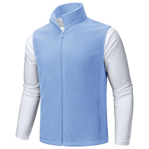 TACVASEN Light Blue Fleece Vest Sleeveless Outdoor Hiking Jacket