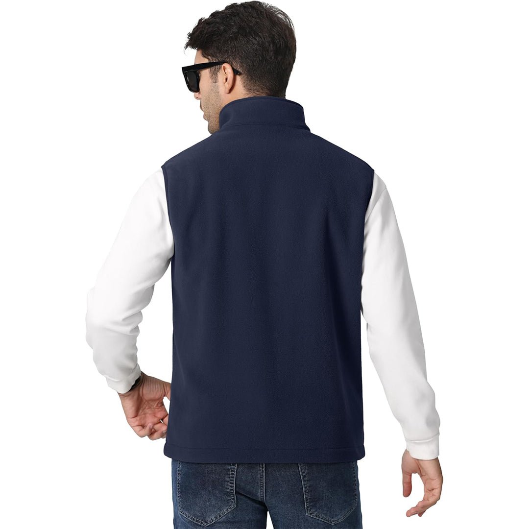 TACVASEN Navy Fleece Vest Sleeveless Outdoor Hiking Jacket
