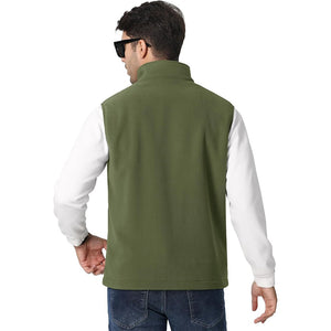 TACVASEN Army Green Fleece Vest Sleeveless Outdoor Hiking Jacket