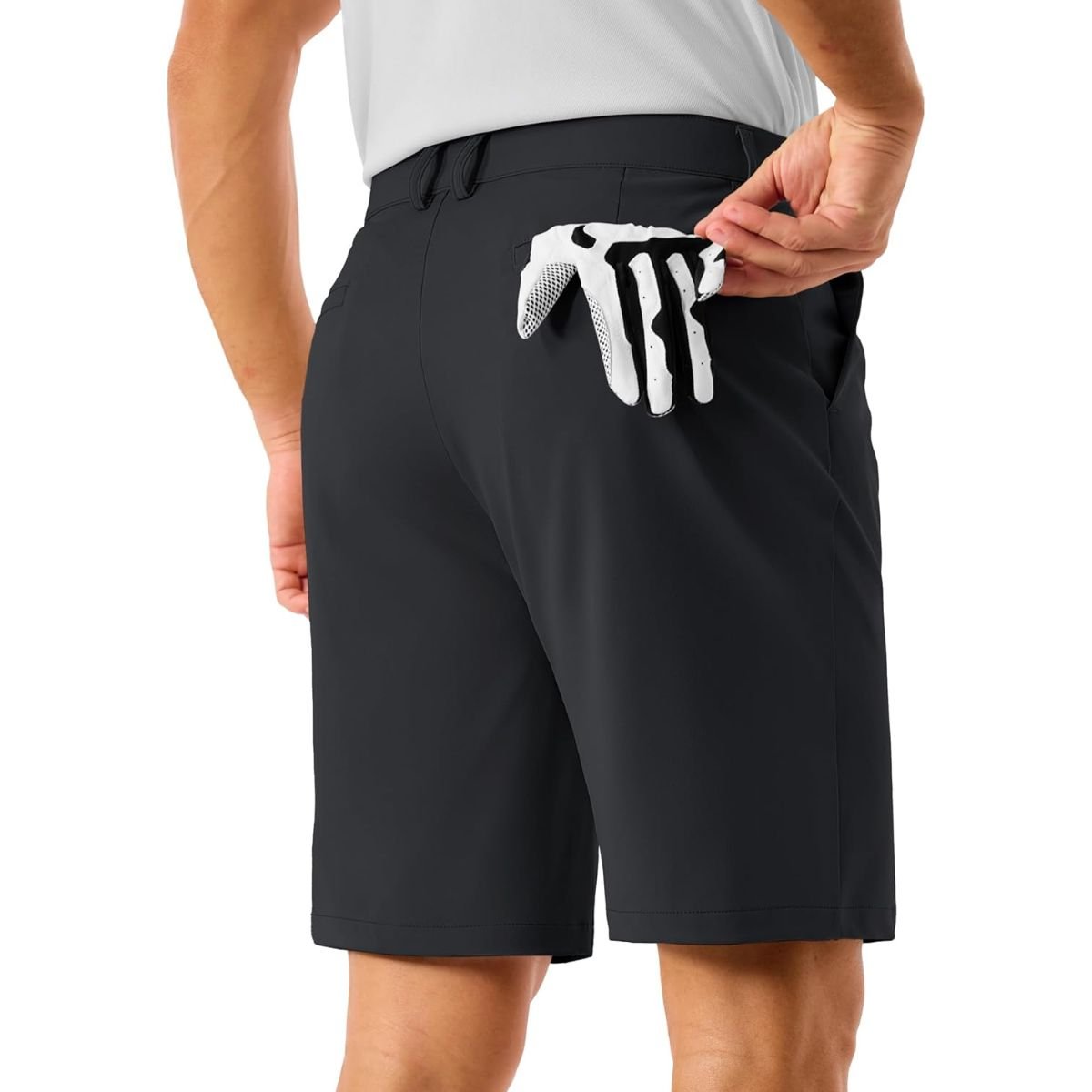 TACVASEN Black Men's Golf Quick Dry Casual Flat Front Shorts with 4 Pockets