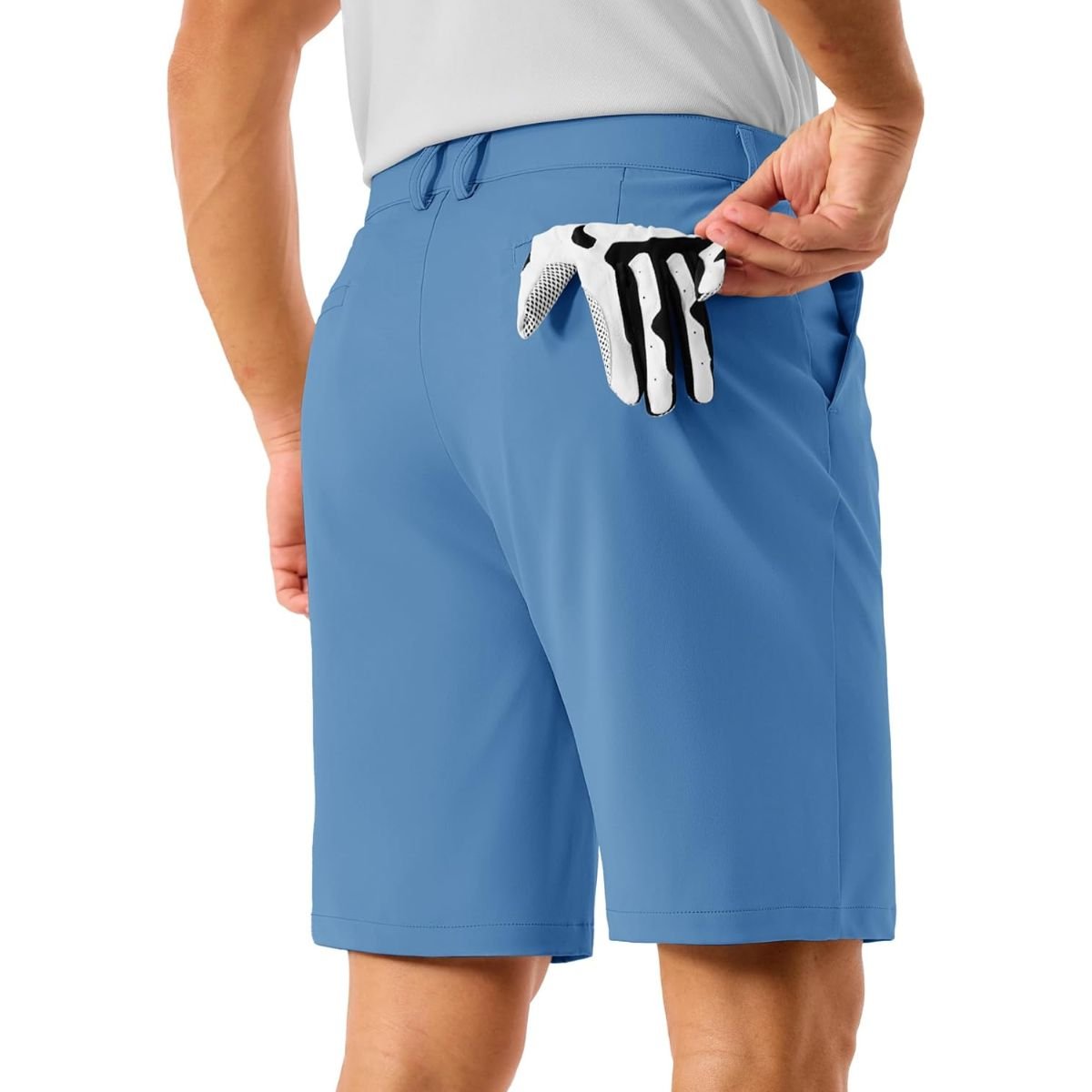 TACVASEN Light Blue Men's Golf Quick Dry Casual Flat Front Shorts with 4 Pockets