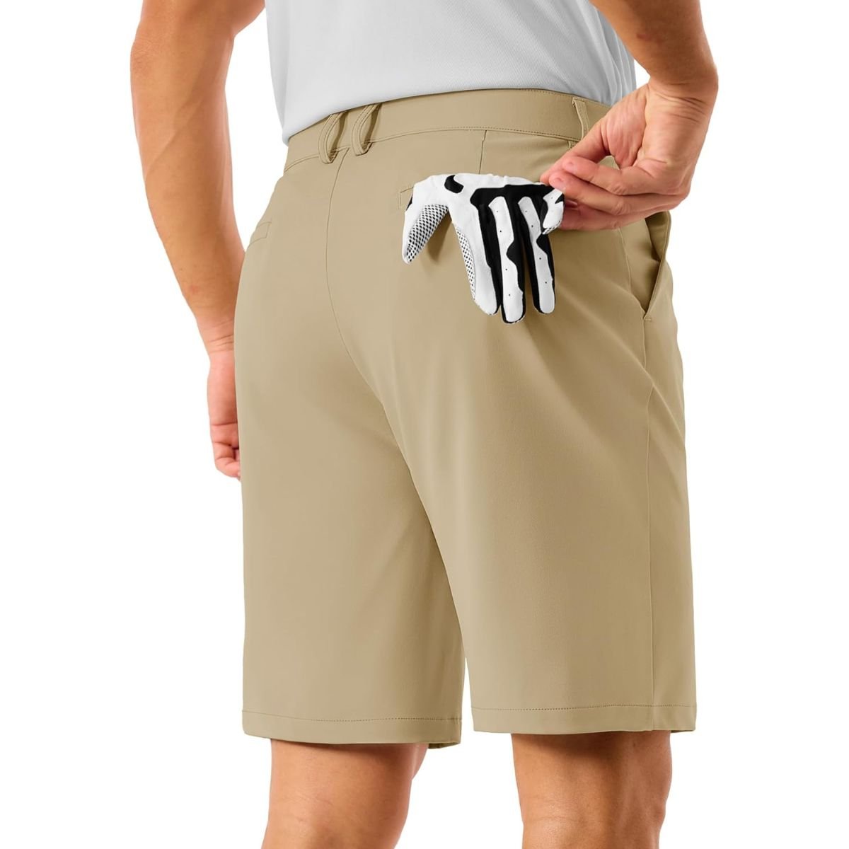 TACVASEN Khaki Men's Golf Quick Dry Casual Flat Front Shorts with 4 Pockets