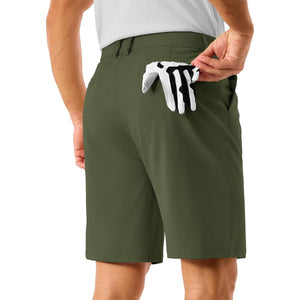 TACVASEN Army Green Men's Golf Quick Dry Casual Flat Front Shorts with 4 Pockets