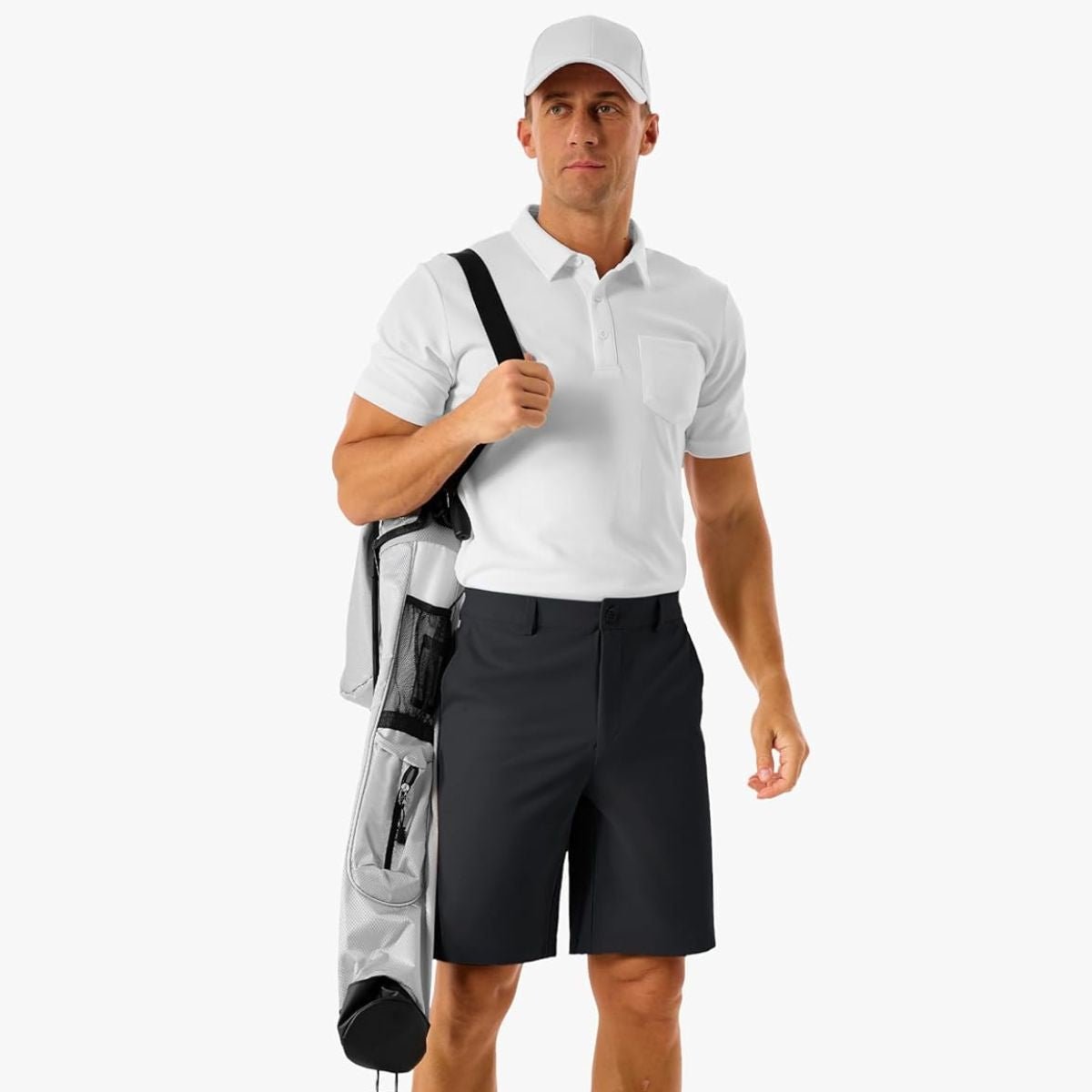 TACVASEN Black Men's Golf Quick Dry Casual Flat Front Shorts with 4 Pockets