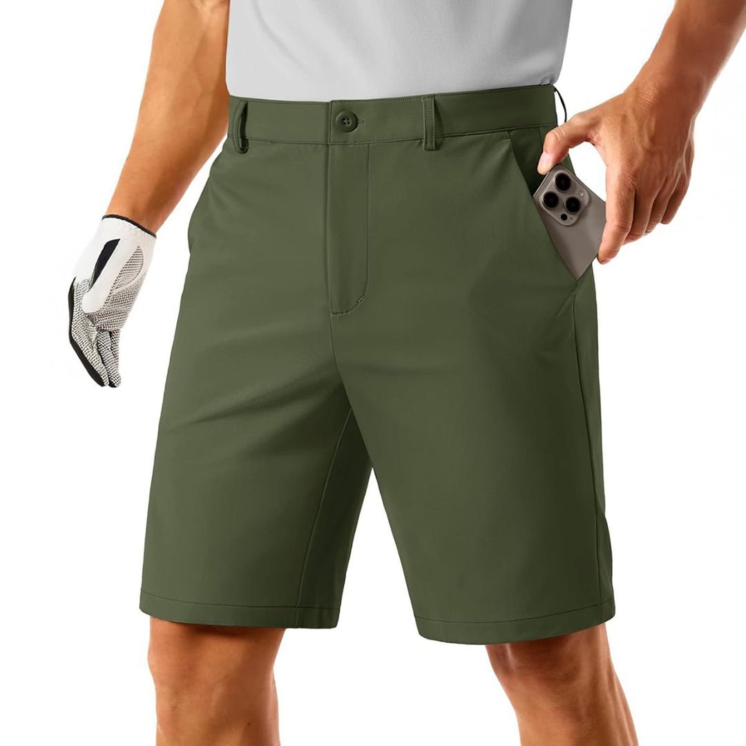 TACVASEN Army Green Men's Golf Quick Dry Casual Flat Front Shorts with 4 Pockets