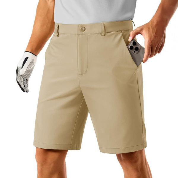 TACVASEN Khaki Men's Golf Quick Dry Casual Flat Front Shorts with 4 Pockets