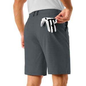 TACVASEN Dark Grey Men's Golf Quick Dry Casual Flat Front Shorts with 4 Pockets