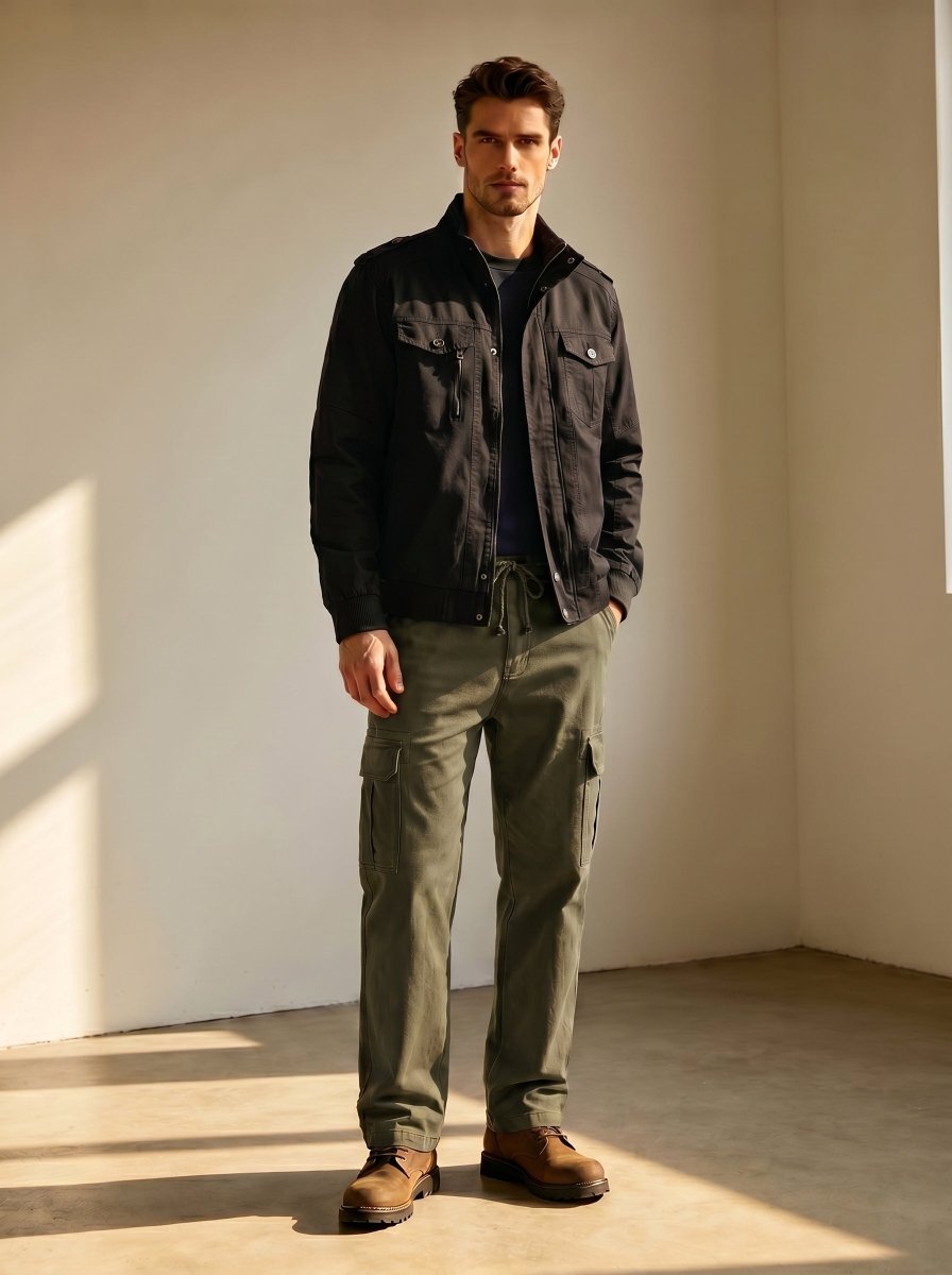 TACVASEN Army Green Men's Heavy Duty Multi - Pocket Straight Fit Cargo Pants