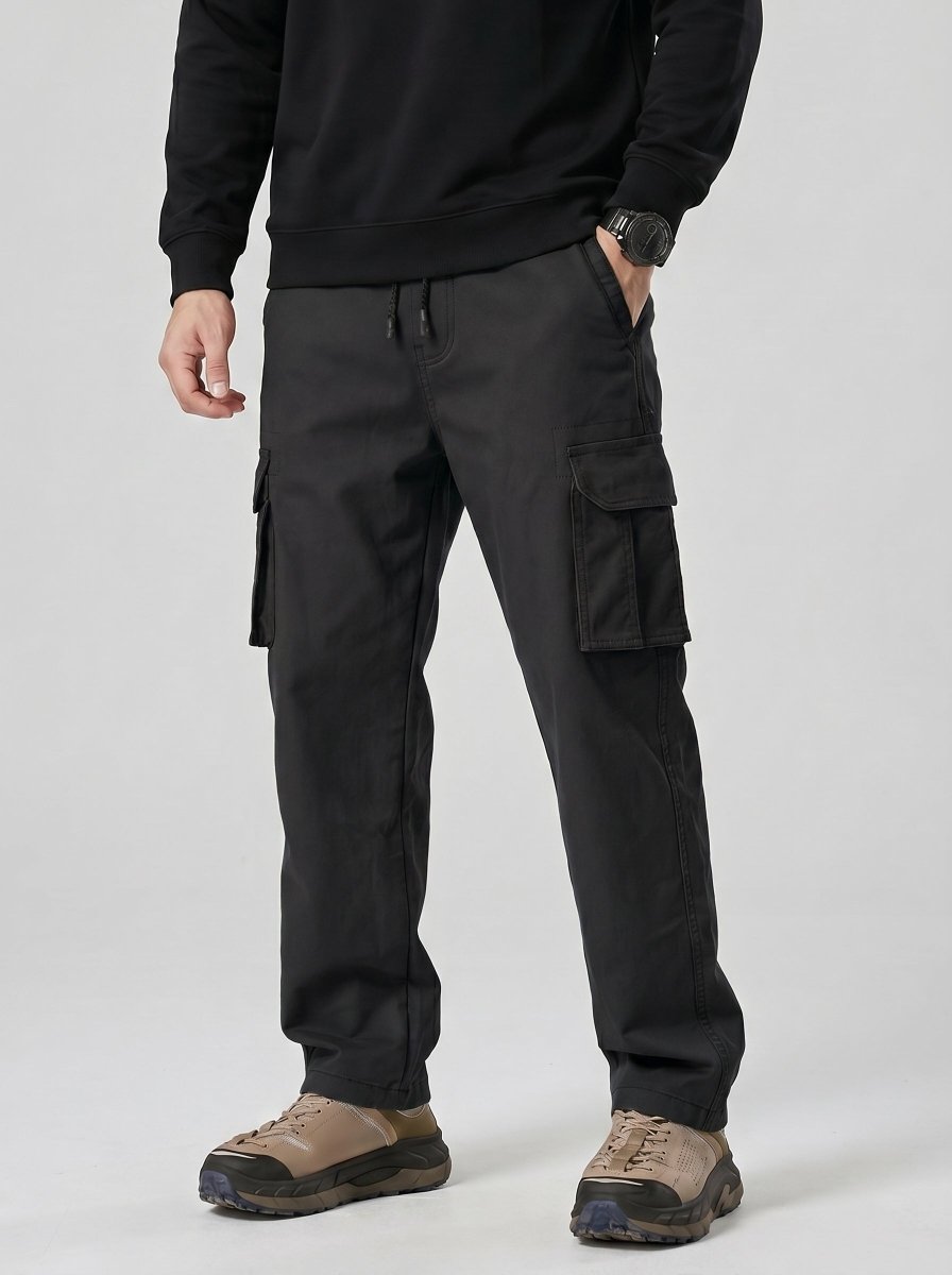 TACVASEN Black Men's Heavy Duty Multi - Pocket Straight Fit Cargo Pants