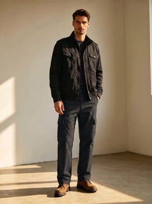 TACVASEN Black Men's Heavy Duty Multi - Pocket Straight Fit Cargo Pants