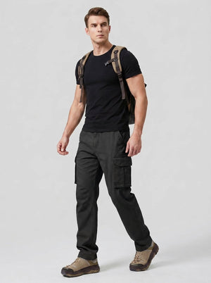 TACVASEN Black Men's Heavy Duty Multi - Pocket Straight Fit Cargo Pants
