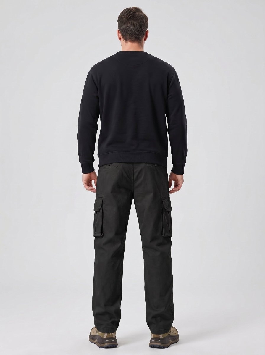 TACVASEN Black Men's Heavy Duty Multi - Pocket Straight Fit Cargo Pants