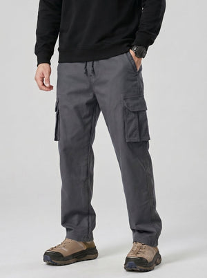 TACVASEN Dark Grey Men's Heavy Duty Multi - Pocket Straight Fit Cargo Pants