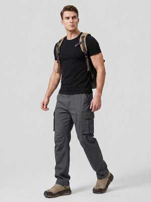 TACVASEN Dark Grey Men's Heavy Duty Multi - Pocket Straight Fit Cargo Pants