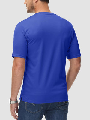 TACVASEN Bright Blue Men's Henley Shirt Short Sleeve T-shirts