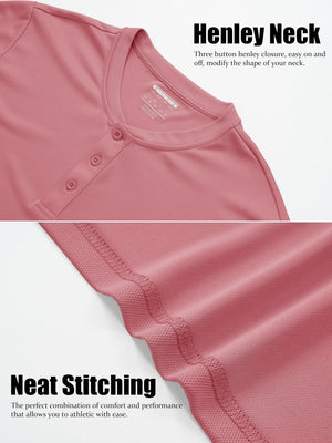 TACVASEN Grey Pink Men's Henley Shirt Short Sleeve T-shirts