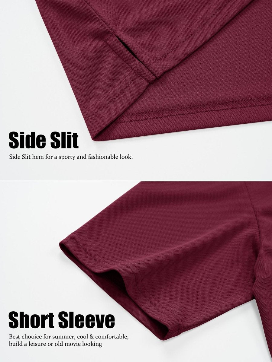 TACVASEN Wine red Men's Henley Shirt Short Sleeve T-shirts