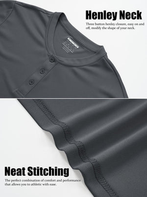 TACVASEN Dark Grey Men's Henley Shirt Short Sleeve T-shirts