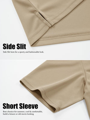 TACVASEN Khaki Men's Henley Shirt Short Sleeve T-shirts
