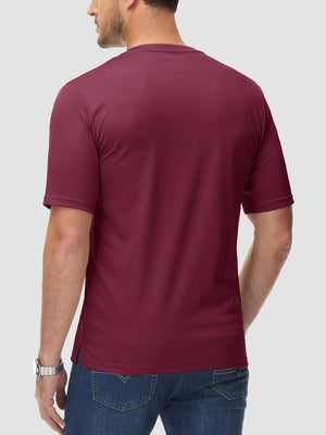 TACVASEN Wine red Men's Henley Shirt Short Sleeve T-shirts