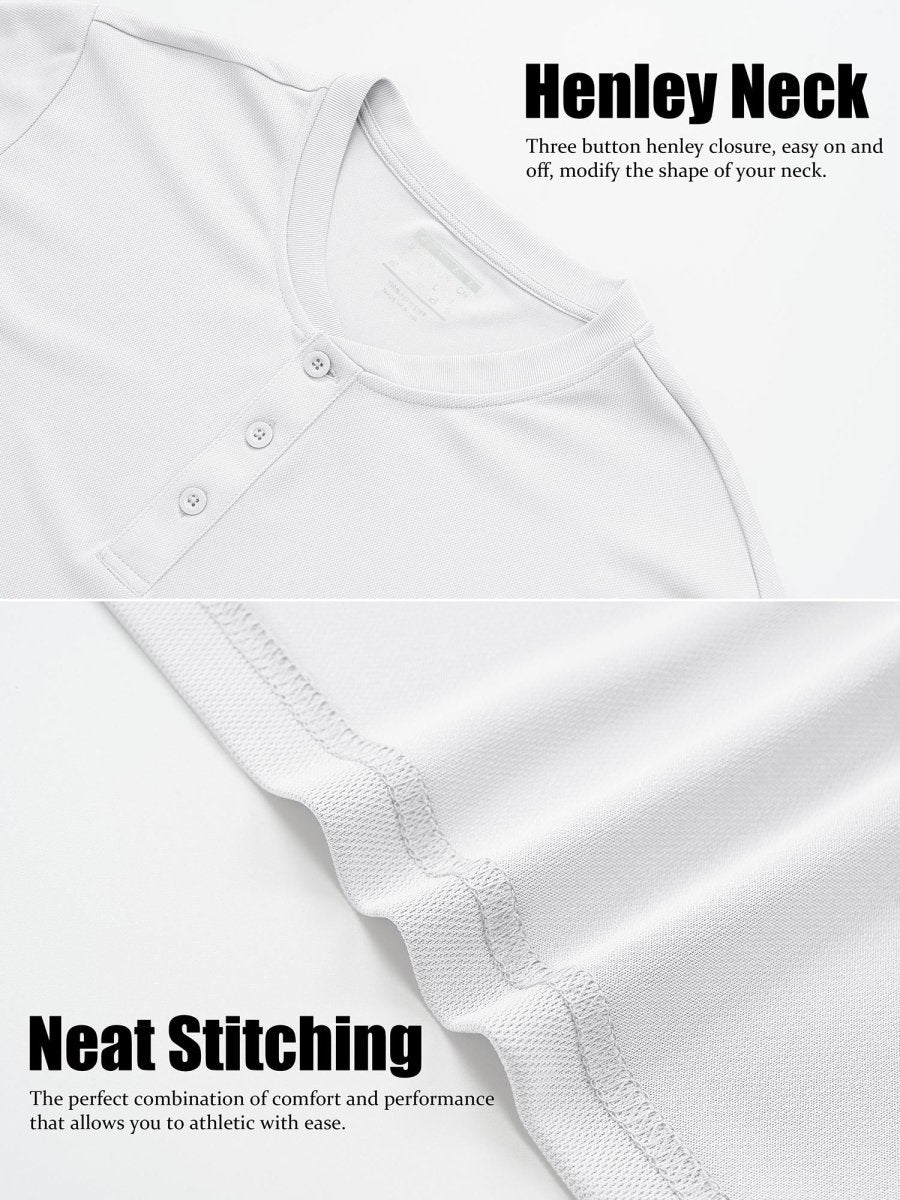 TACVASEN White Men's Henley Shirt Short Sleeve T-shirts