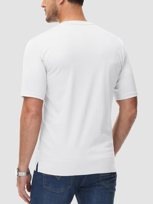 TACVASEN White Men's Henley Shirt Short Sleeve T-shirts