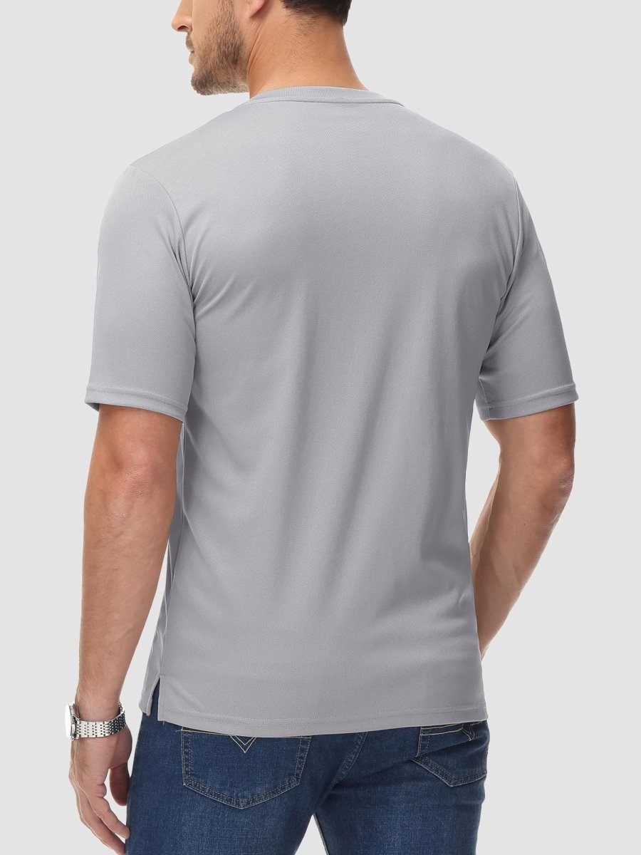 TACVASEN Light Grey Men's Henley Shirt Short Sleeve T-shirts