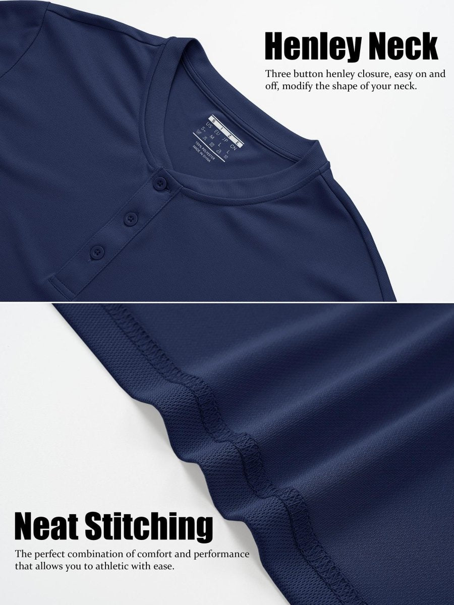 TACVASEN Navy Men's Henley Shirt Short Sleeve T-shirts