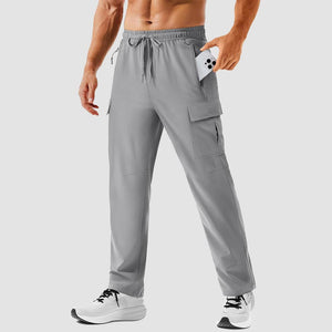 TACVASEN Light Grey Men's Hiking Cargo Pants Quick Dry Water Resistant Pants