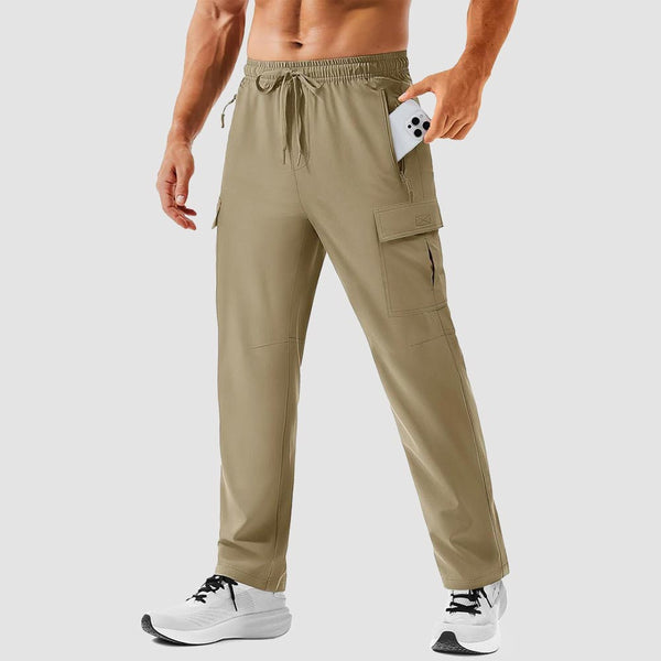 TACVASEN Khaki Men's Hiking Cargo Pants Quick Dry Water Resistant Pants