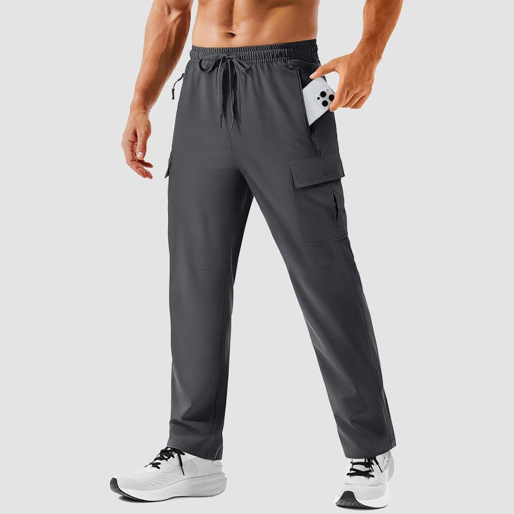 TACVASEN Dark Grey Men's Hiking Cargo Pants Quick Dry Water Resistant Pants