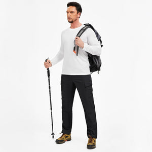 TACVASEN Black Men's Hiking Cargo Pants Quick Dry Water Resistant Pants