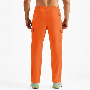 TACVASEN Orange Men's Hiking Cargo Pants Quick Dry Water Resistant Pants
