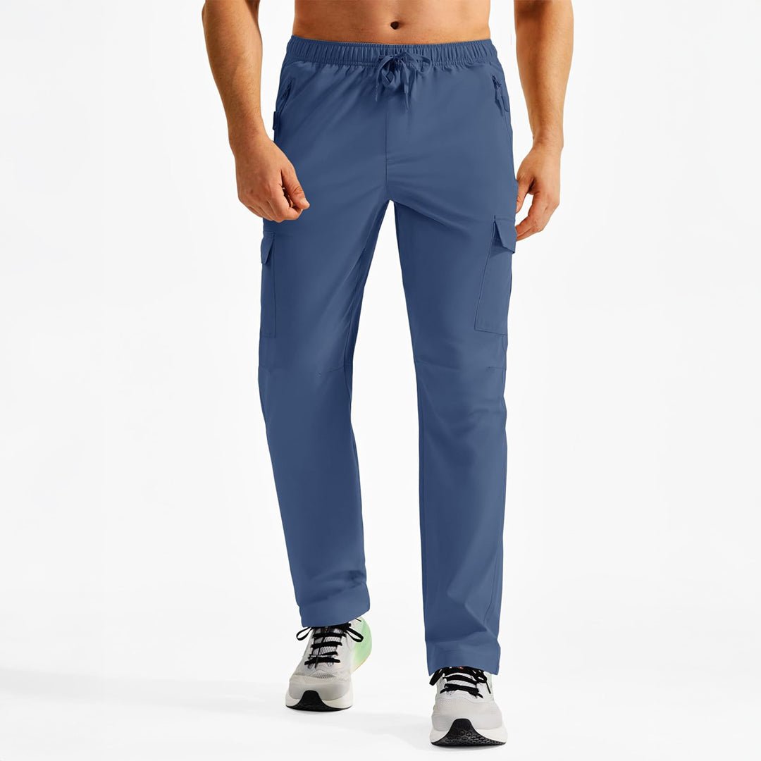 TACVASEN Blue Grey Men's Hiking Cargo Pants Quick Dry Water Resistant Pants