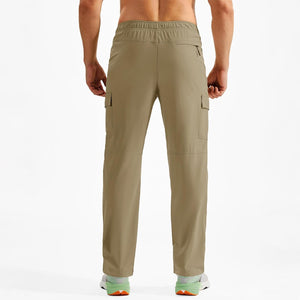 TACVASEN Khaki Men's Hiking Cargo Pants Quick Dry Water Resistant Pants