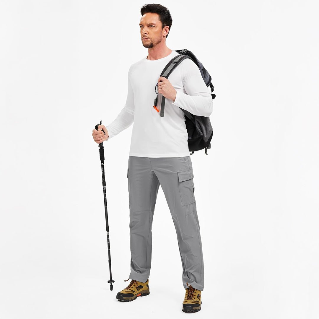 TACVASEN Khaki Men's Hiking Cargo Pants Quick Dry Water Resistant Pants