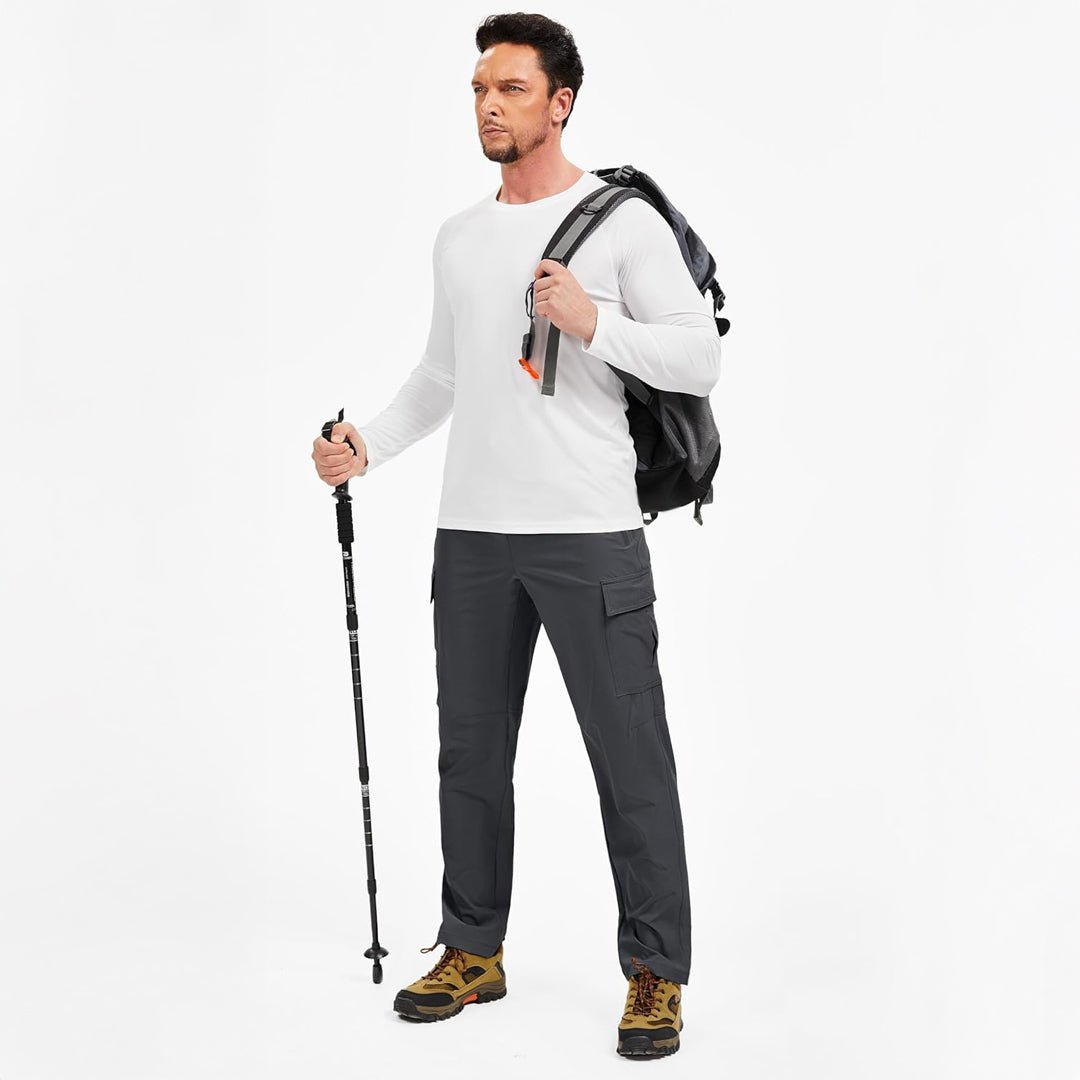 TACVASEN Dark Grey Men's Hiking Cargo Pants Quick Dry Water Resistant Pants