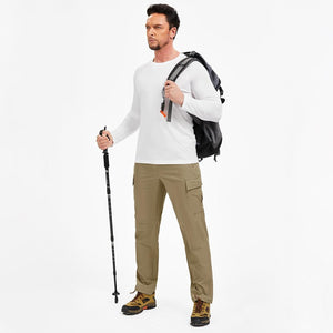 TACVASEN Khaki Men's Hiking Cargo Pants Quick Dry Water Resistant Pants