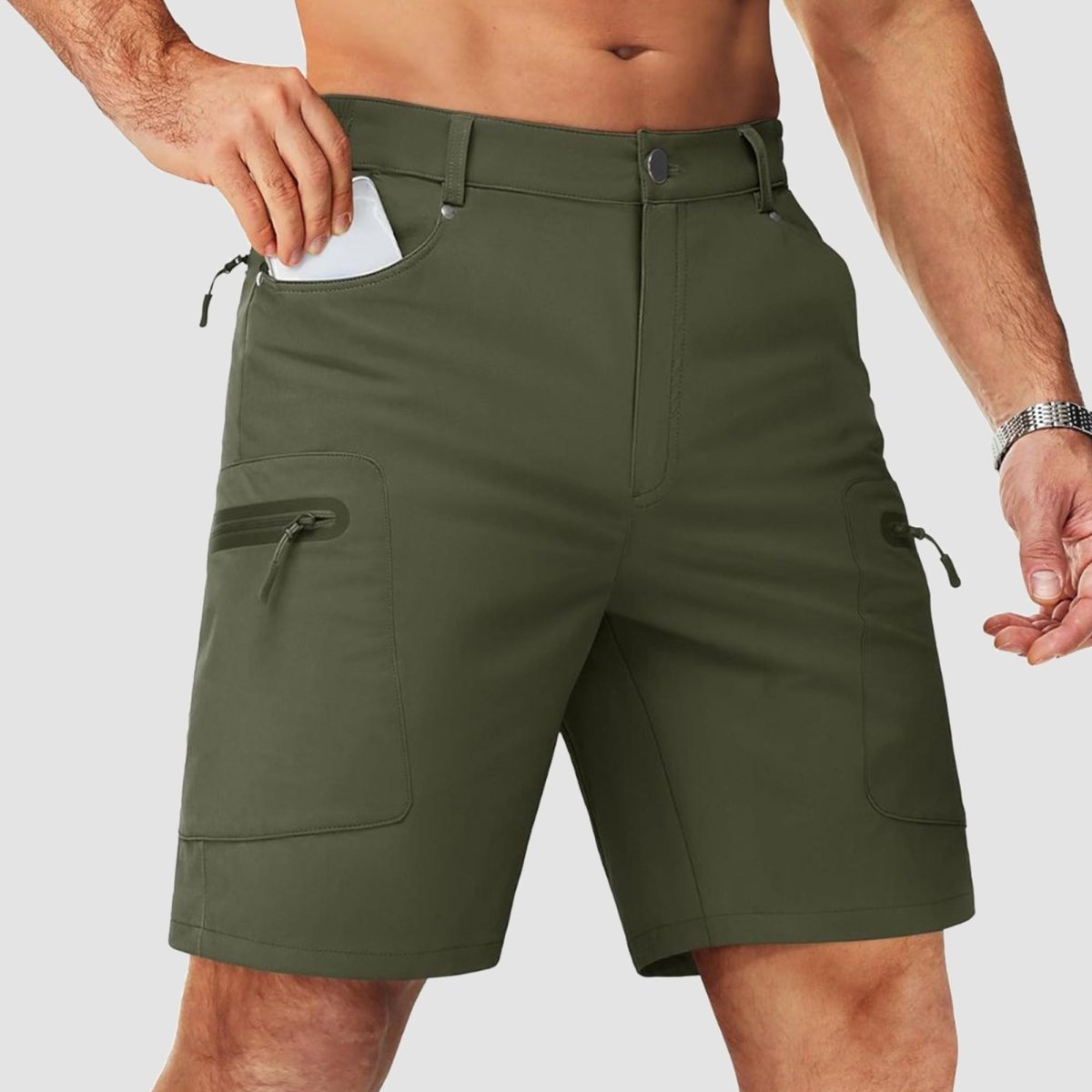 TACVASEN Army Green Men's Hiking Cargo Shorts 10 Inch Lightweight Outdoor Work Travel Shorts