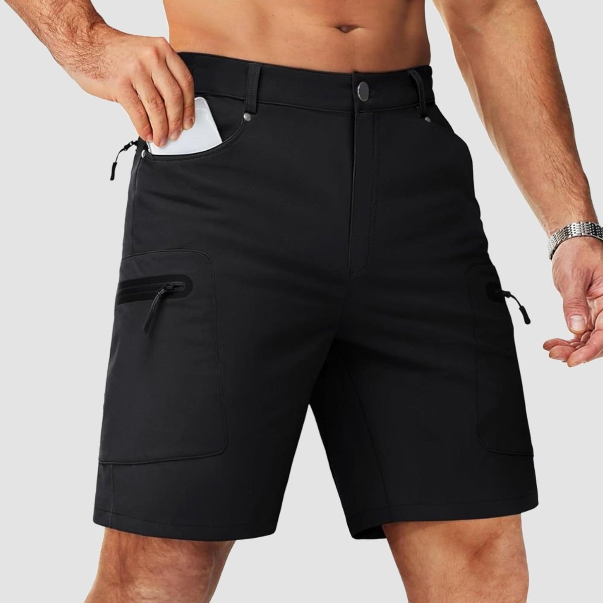 TACVASEN Black Men's Hiking Cargo Shorts 10 Inch Lightweight Outdoor Work Travel Shorts
