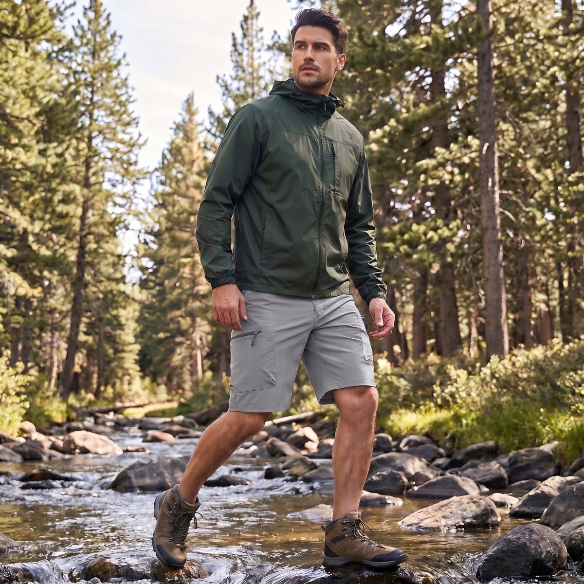 TACVASEN Light Grey Men's Hiking Cargo Shorts 10 Inch Lightweight Outdoor Work Travel Shorts