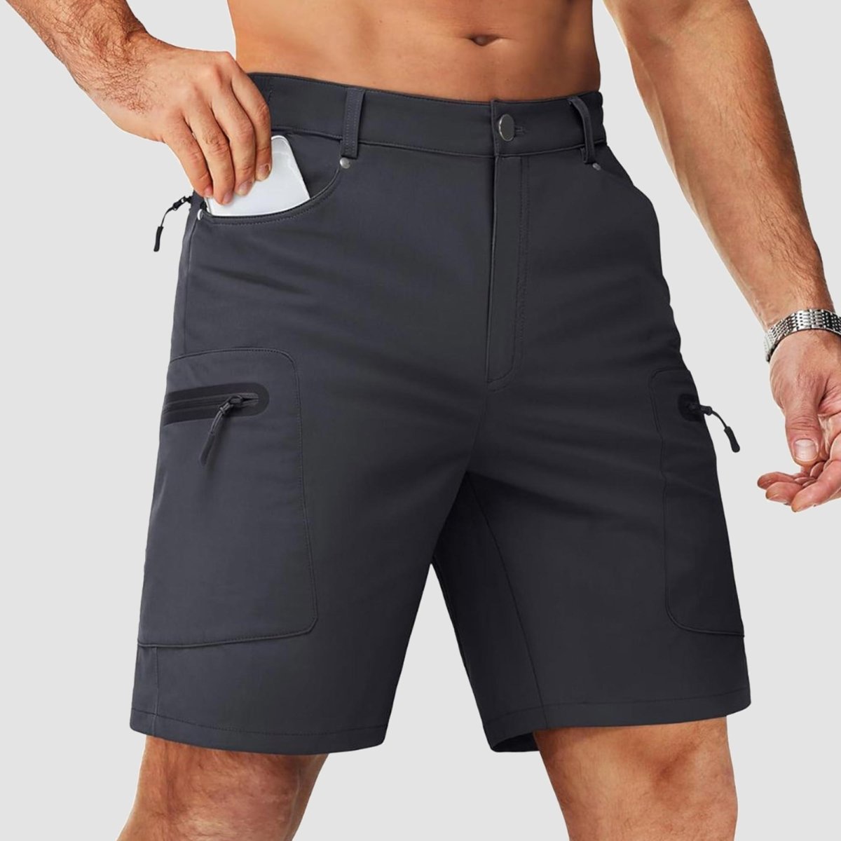 TACVASEN Dark Grey Men's Hiking Cargo Shorts 10 Inch Lightweight Outdoor Work Travel Shorts