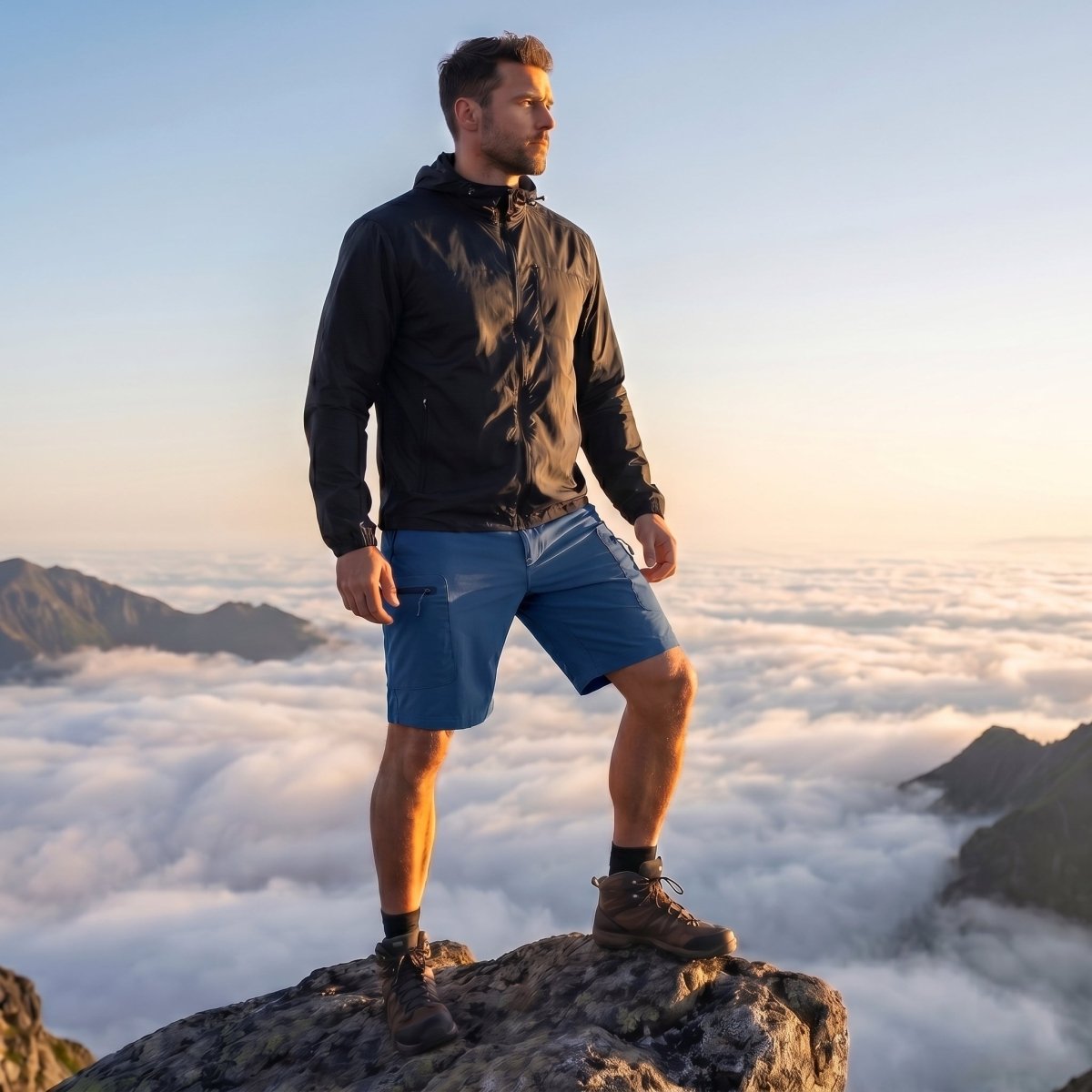 TACVASEN Blue Grey Men's Hiking Cargo Shorts 10 Inch Lightweight Outdoor Work Travel Shorts