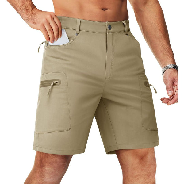 TACVASEN Khaki Men's Hiking Cargo Shorts 10 Inch Lightweight Outdoor Work Travel Shorts