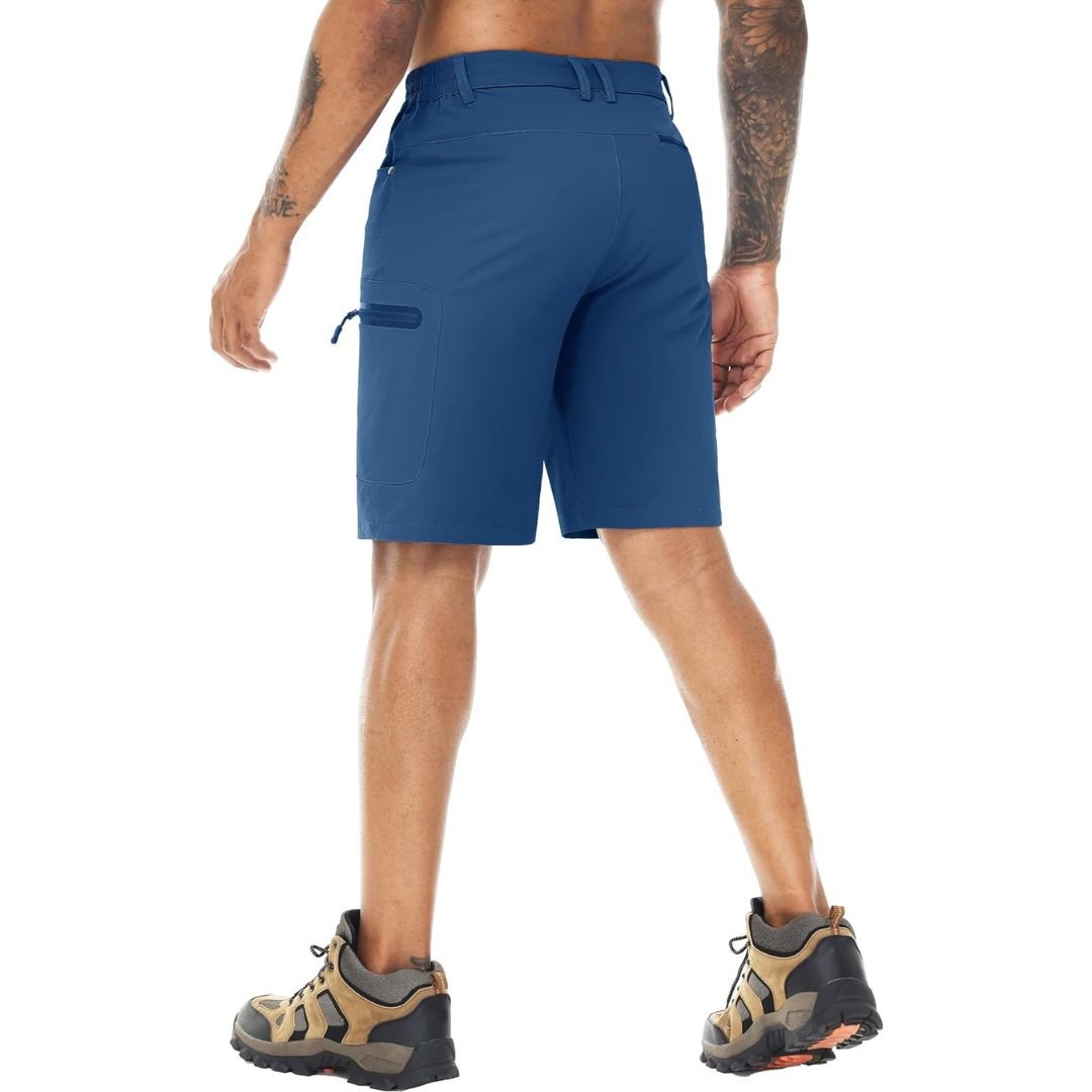 TACVASEN Blue Grey Men's Hiking Cargo Shorts 10 Inch Lightweight Outdoor Work Travel Shorts