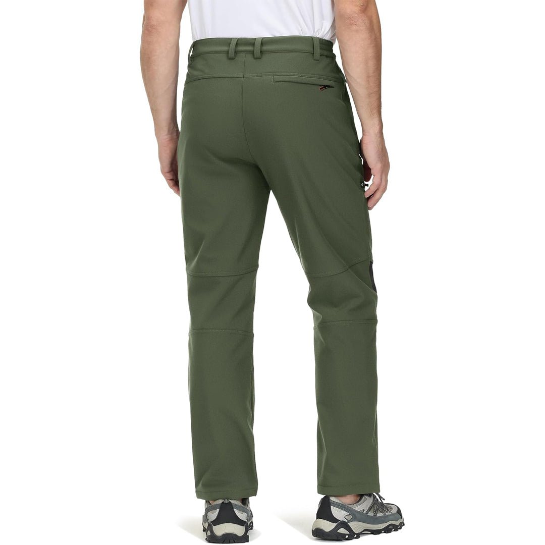 TACVASEN Khaki Men's Fleece Lined Windproof Water Resistant Ski Pants