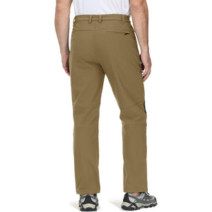 TACVASEN Khaki Men's Fleece Lined Windproof Water Resistant Ski Pants