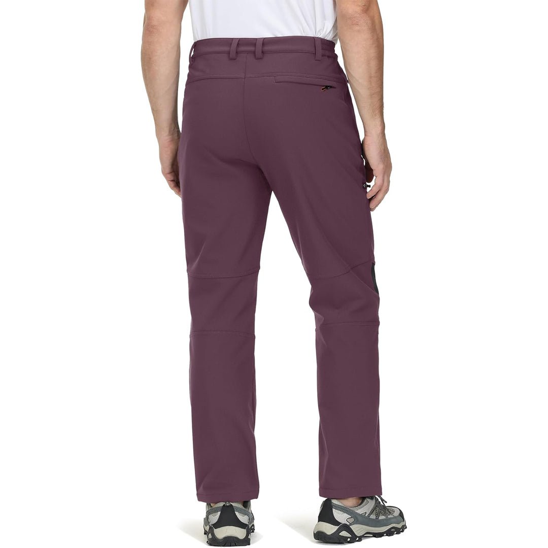 TACVASEN Khaki Men's Fleece Lined Windproof Water Resistant Ski Pants