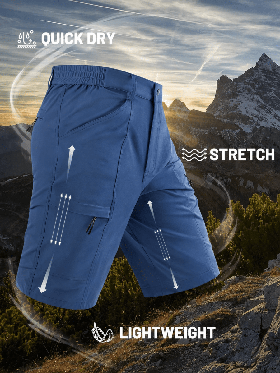 TACVASEN Blue Grey Men's Hiking Shorts Quick Dry Cargo Shorts